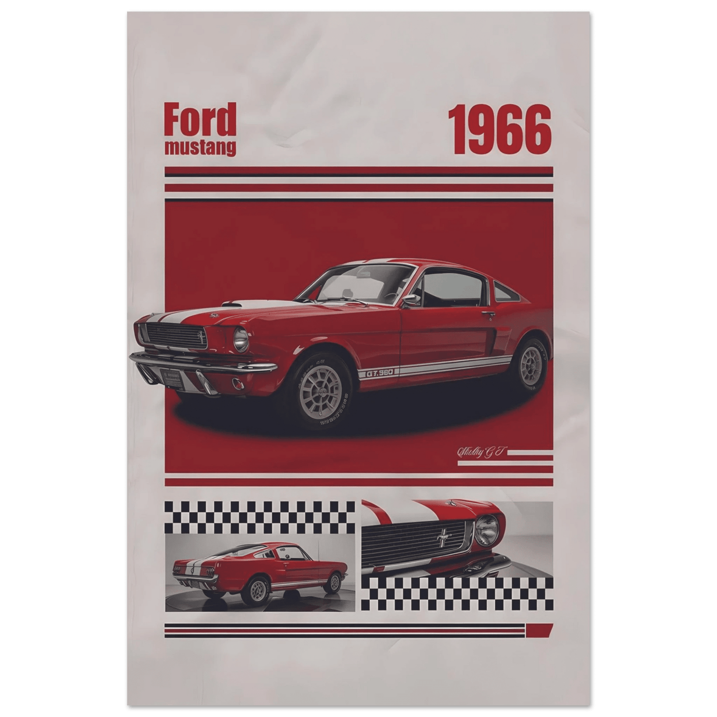 🏆🀣📺 Affiche Automobile Vintage Legend 1966 Red - Aura Studio Déco