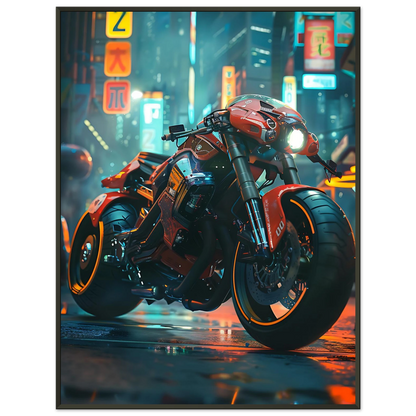 🏍️🏁🔧 Moto Cyberpunk Série futuriste #️⃣9  - (Affiche encadrée métal) - Aura Studio Déco