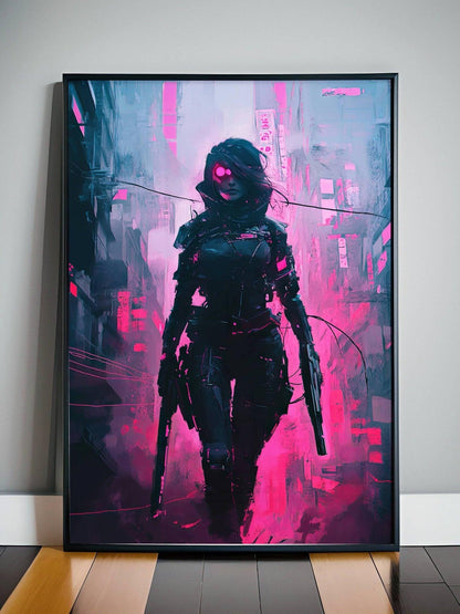 🧬Estampe d 'Art Affiche Cyber Girl Hors-série #1 – Art Mural Cyberpunk - Aura Studio Déco