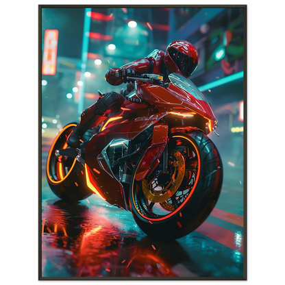 🏍️🏁🔧 Moto Cyberpunk Série futuriste #️⃣7  - (Affiche encadrée métal) - Aura Studio Déco