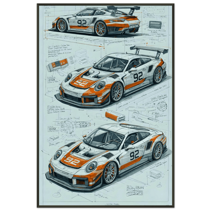 🏎️🏁Affiche Automobile Art' Sketch Encadrée - Aura Studio Déco
