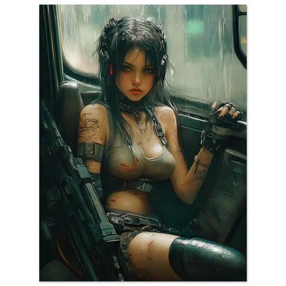 🎮🌐Affiche Cyber Girl #35 – Art Mural Cyberpunk Futuriste - Aura Studio Déco