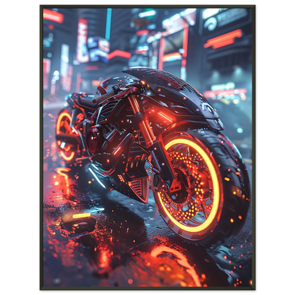 🏍️🏁🔧 Moto Cyberpunk Série futuriste #️⃣20  - (Affiche encadrée métal) - Aura Studio Déco