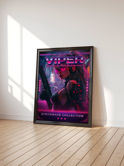 ☣️🧬 Série limitée Art Cyberpunk - Poster Cybergirl Viper - Aura Studio Déco