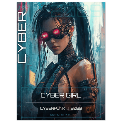 ☣️ Série limitée Art Cyberpunk - Poster Cybergirl Red Vision - Aura Studio Déco