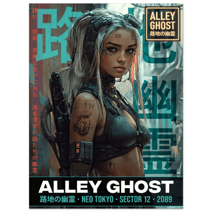 ☣️🧬 Série limitée Art Cyberpunk - Poster Cybergirl Alley Ghost - Aura Studio Déco