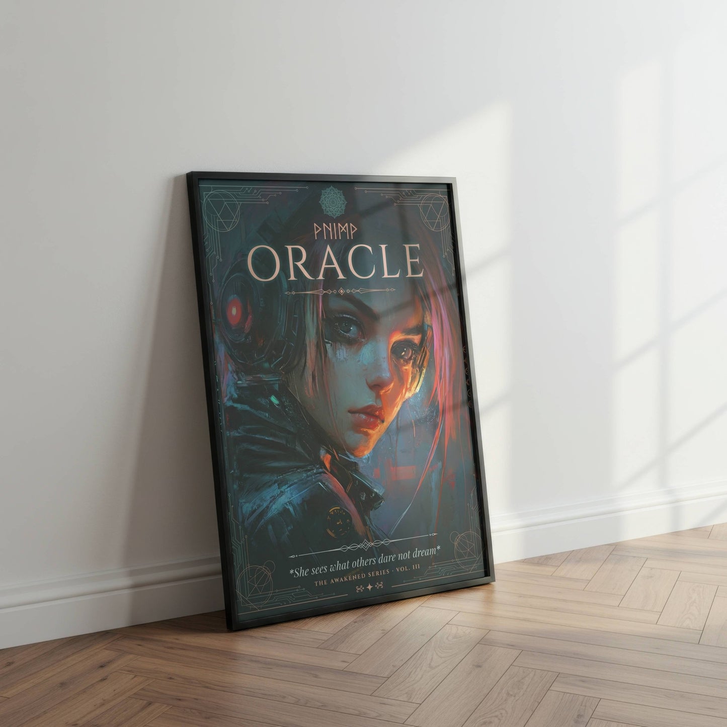 ☣️🧬 Série limitée Art Cyberpunk - Poster Cybergirl Oracle - Aura Studio Déco
