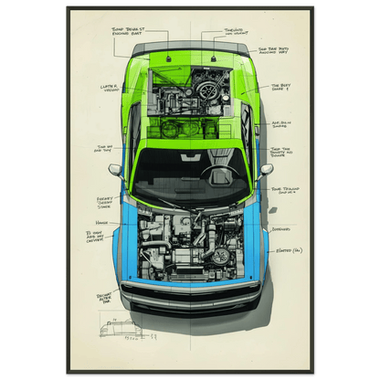 🏎️🏁Affiche Automobile Art' Plan Encadrée - Aura Studio Déco