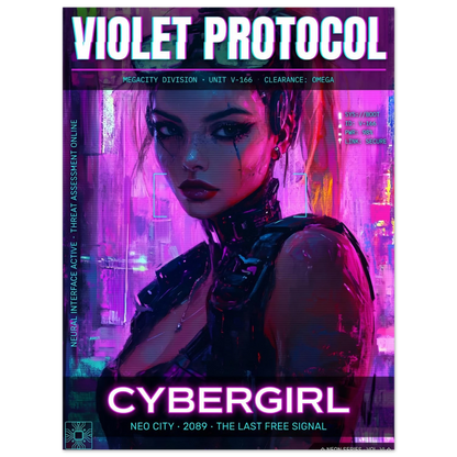 ☣️🧬 Série limitée Art Cyberpunk - Poster Cybergirl v-166 - Aura Studio Déco