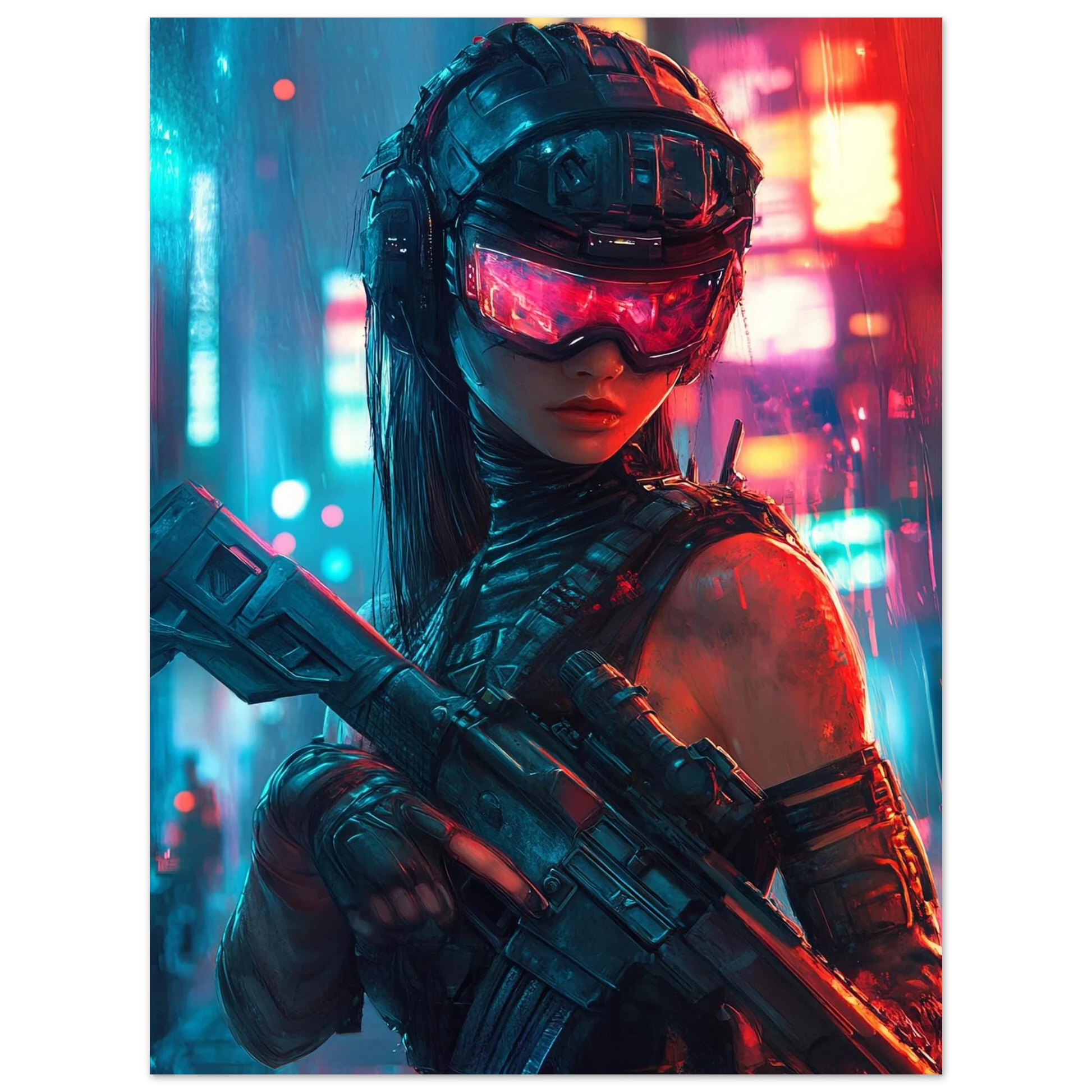 🌐🧬Affiche Murale CYBERPUNK WAR GIRL ULTIMATE SERIE  3☢️ - Aura Studio Déco
