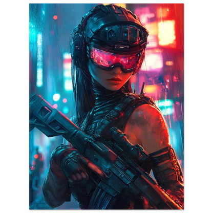 🌐🧬Affiche Murale CYBERPUNK WAR GIRL ULTIMATE SERIE  3☢️ - Aura Studio Déco
