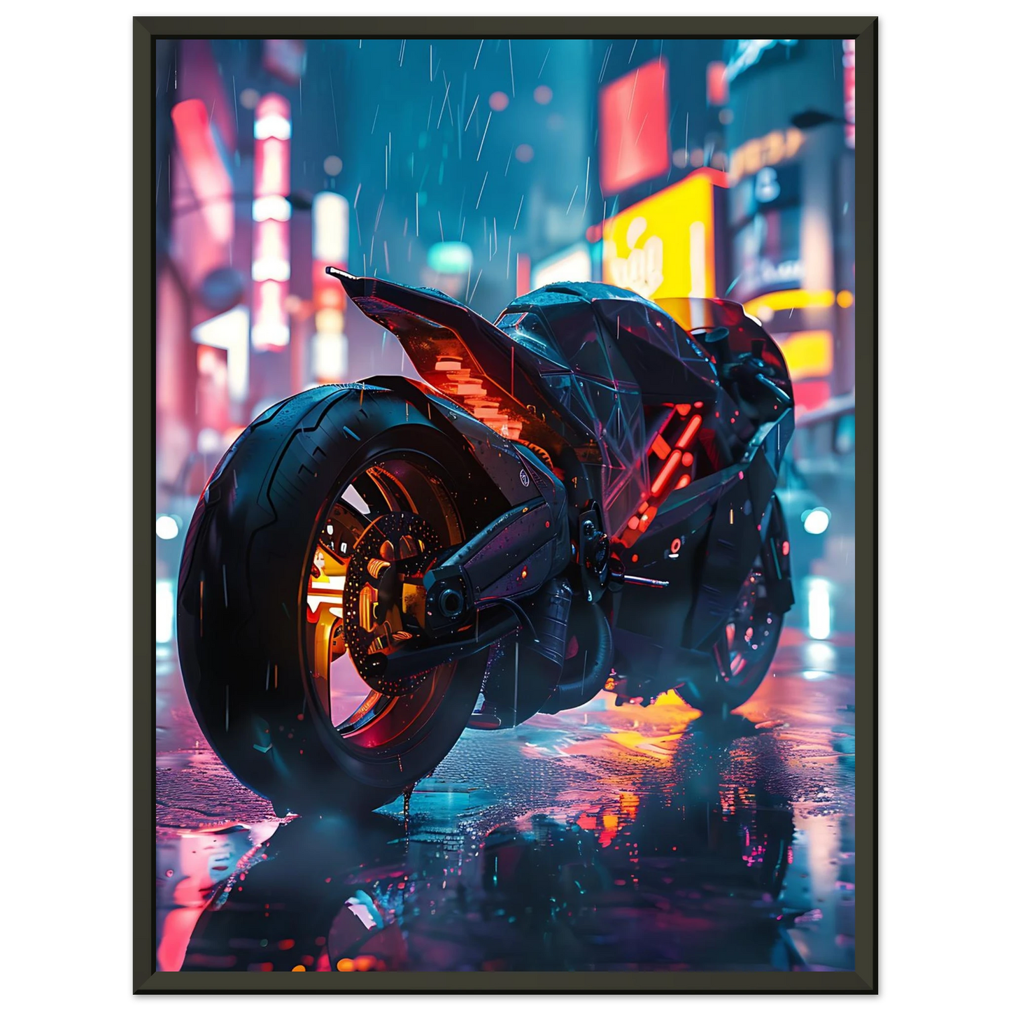 🏍️🏁🔧 Moto Cyberpunk Série futuriste #️⃣2  - (Affiche encadrée métal) - Aura Studio Déco