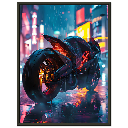 🏍️🏁🔧 Moto Cyberpunk Série futuriste #️⃣2  - (Affiche encadrée métal) - Aura Studio Déco