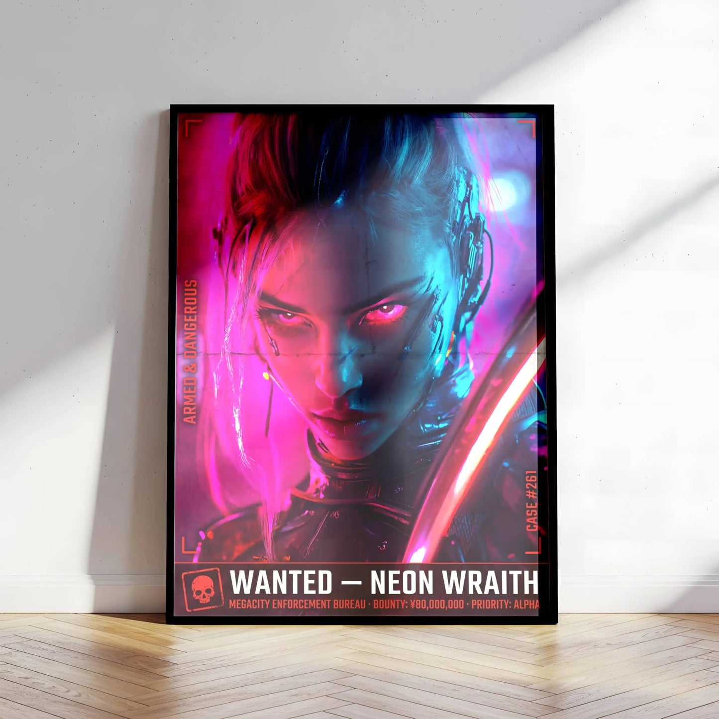 ☣️🧬 Série limitée Art Cyberpunk - Poster Cybergirl Neon Wraith - Aura Studio Déco