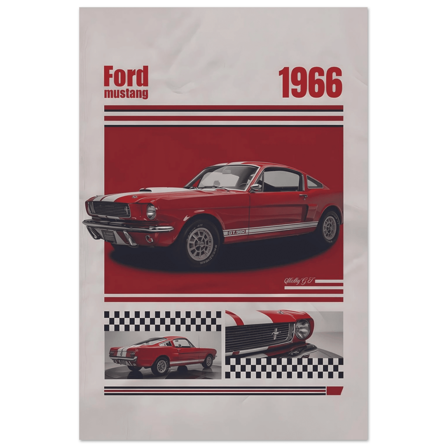 🏆🀣📺 Affiche Automobile Vintage Legend 1966 Red - Aura Studio Déco