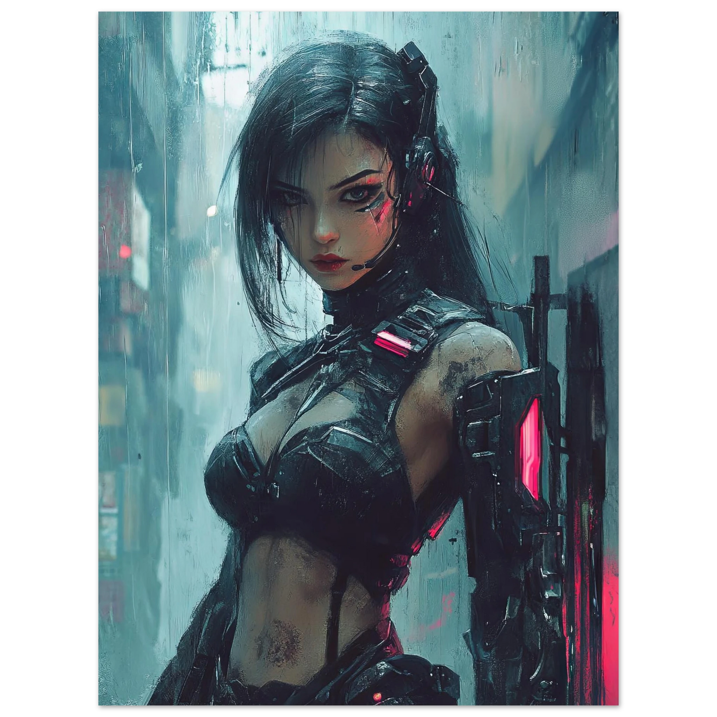 🎮Affiche Cyber Girl #36 – Art Mural Cyberpunk - Aura Studio Déco