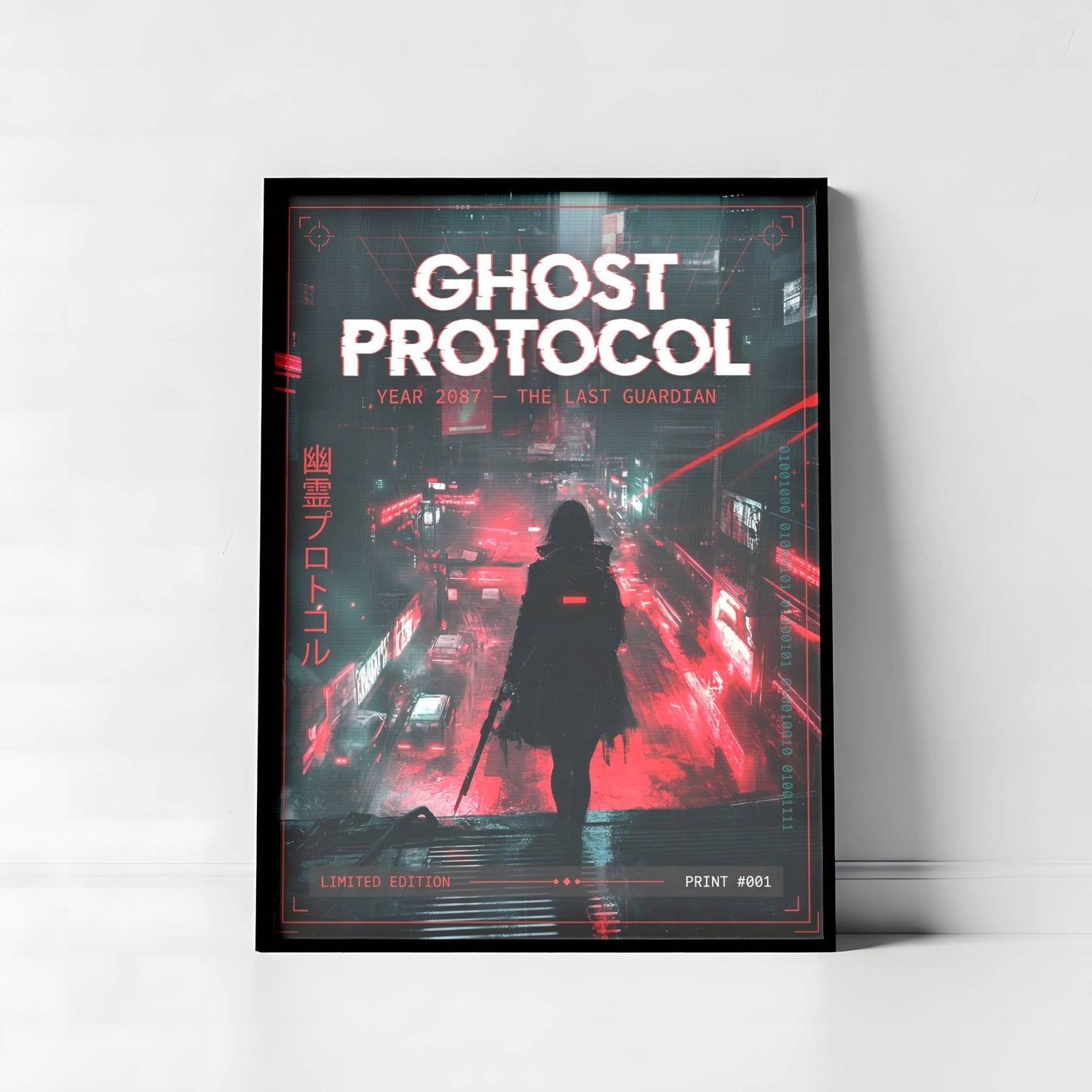 ☣️🧬 Série limitée Art Cyberpunk - Poster Cybergirl Ghost Protocol - Aura Studio Déco