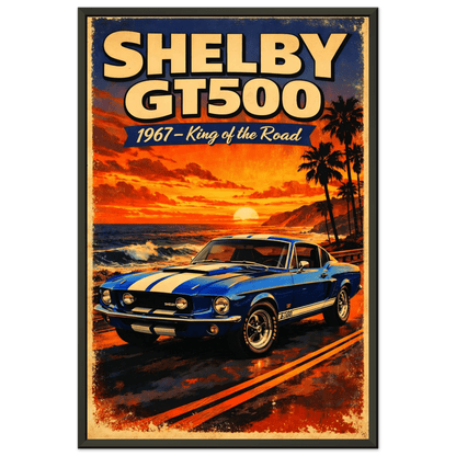 🏎️🏁Affiche Automobile Art' Road King Encadrée - Aura Studio Déco