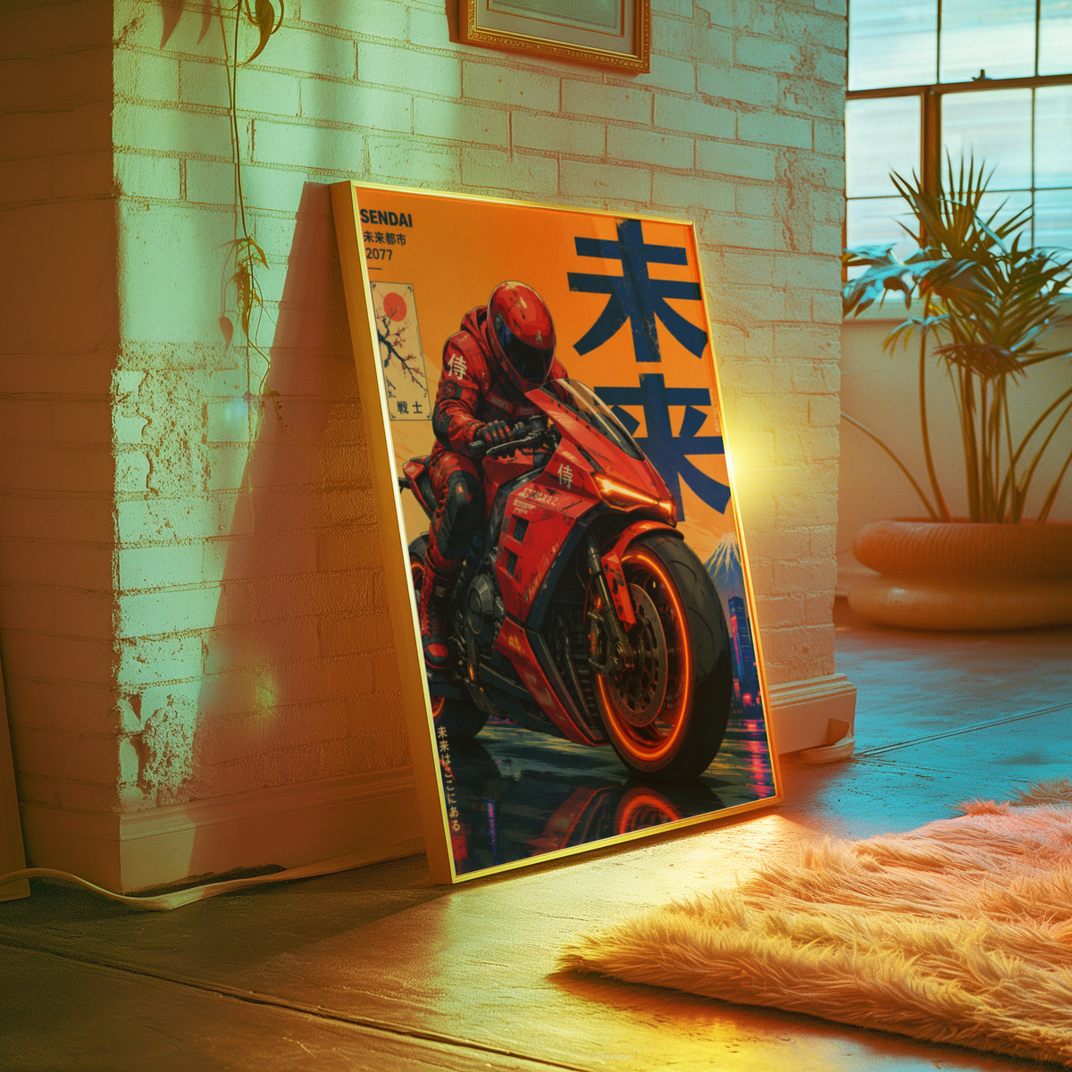 Affiche Moto Cyberpunk | Neo Tokyo & Sportbike Rouge