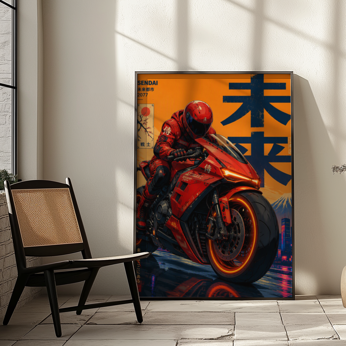 Affiche Moto Cyberpunk | Neo Tokyo & Sportbike Rouge