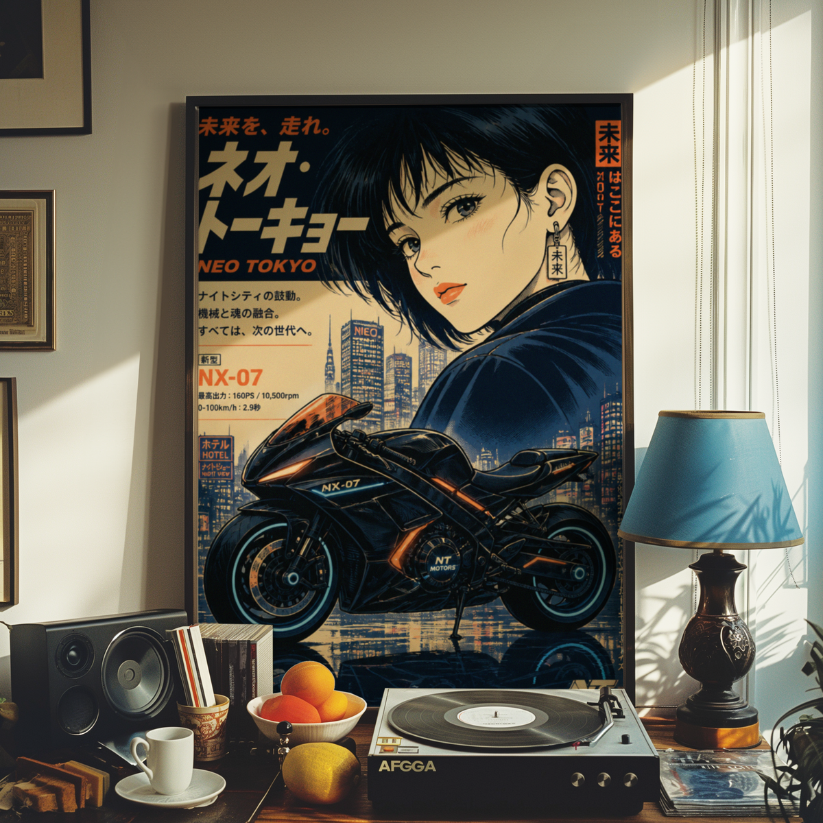 Affiche Moto Cyberpunk | Neo Tokyo Woman Rider