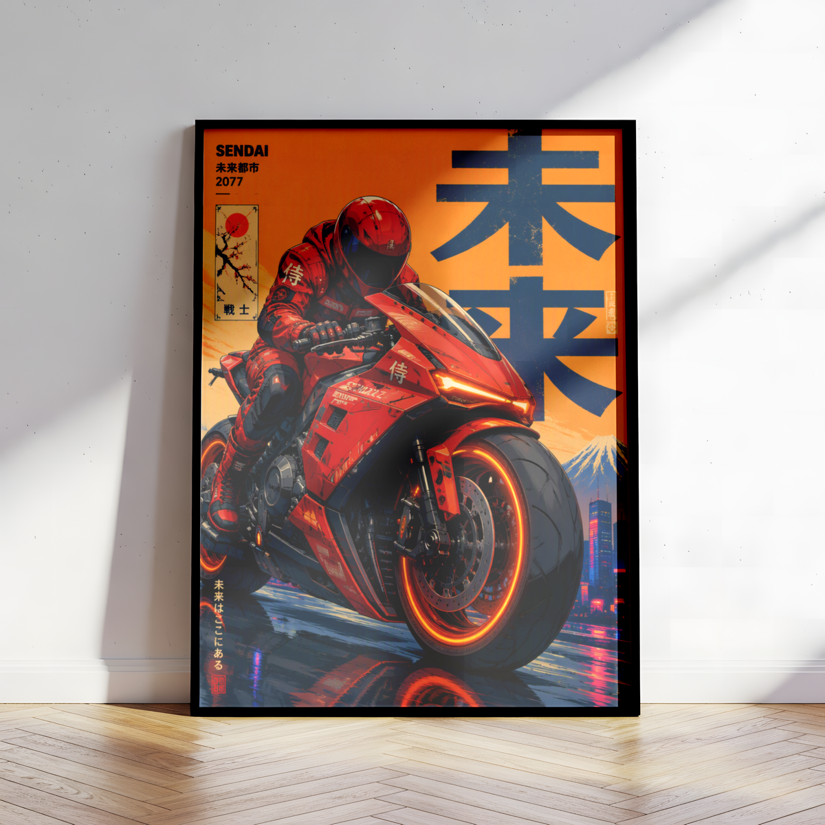 Affiche Moto Cyberpunk | Neo Tokyo & Sportbike Rouge