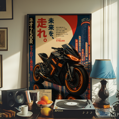 Affiche Moto Cyberpunk | Neo 750R & Neon City