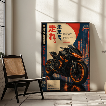 Affiche Moto Cyberpunk | Neo 750R & Neon City