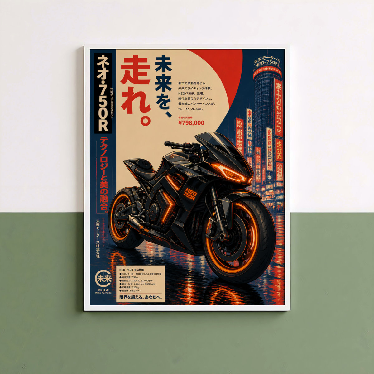 Affiche Moto Cyberpunk | Neo 750R & Neon City