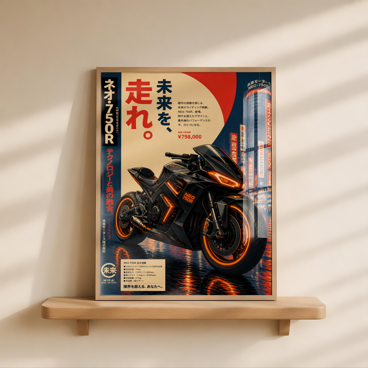Affiche Moto Cyberpunk | Neo 750R & Neon City