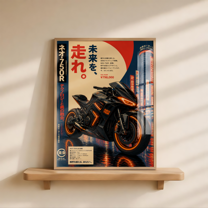 Affiche Moto Cyberpunk | Neo 750R & Neon City