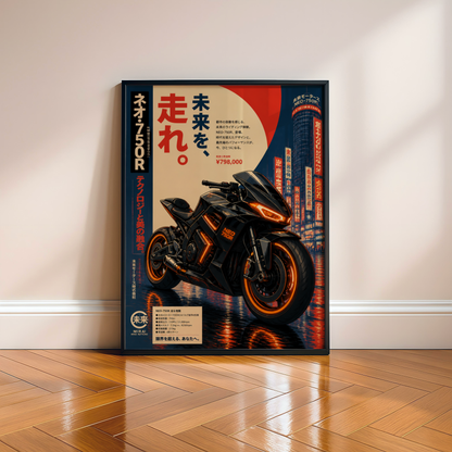 Affiche Moto Cyberpunk | Neo 750R & Neon City