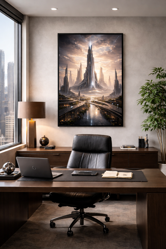 🏙️ Affiche futuriste monumentale – Cité moderne