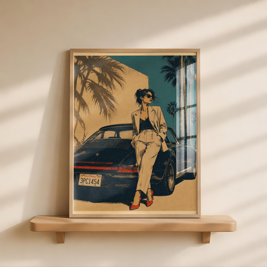 Affiche Femme & Automobile Vintage | California 70s