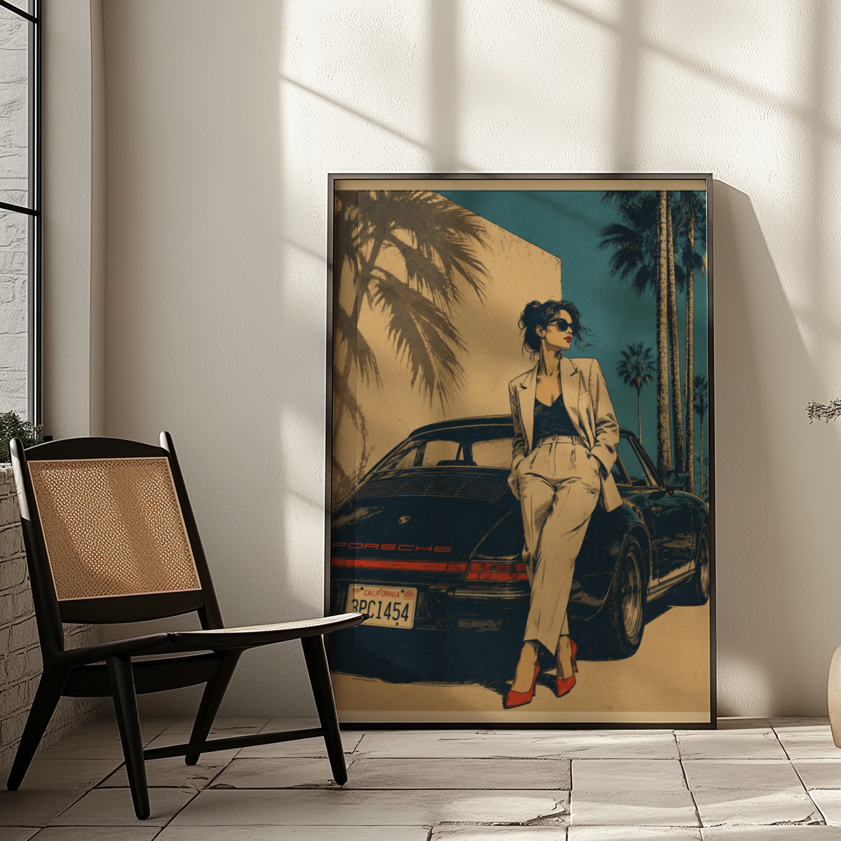 Affiche Femme & Automobile Vintage | California 70s