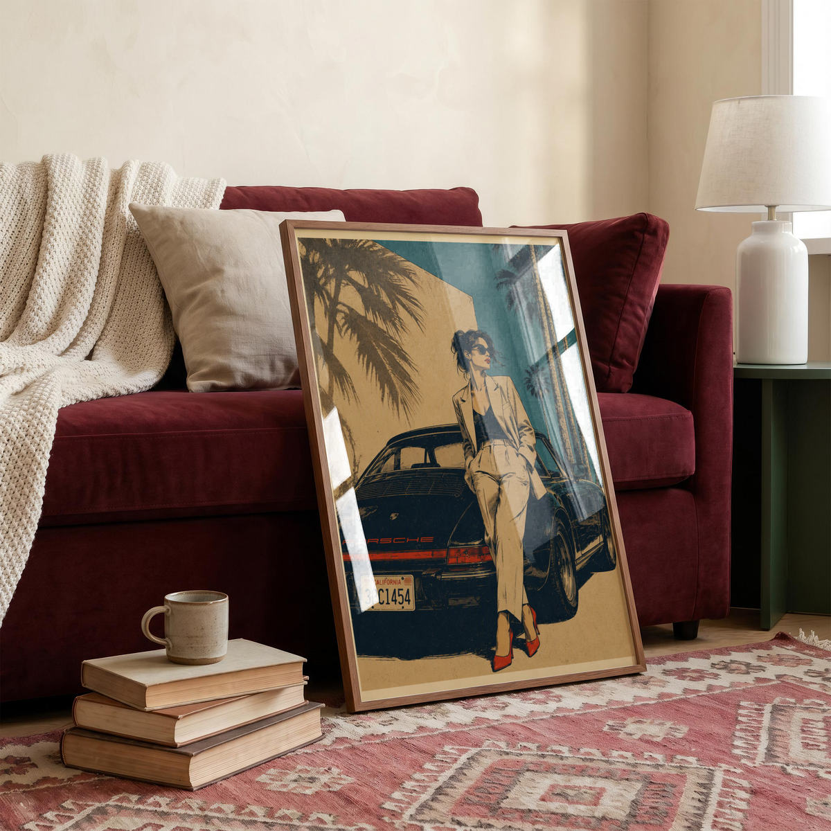 Affiche Femme & Automobile Vintage | California 70s