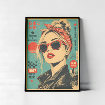 Affiche Femme Japonaise | Freedom & Rebellion Rétro