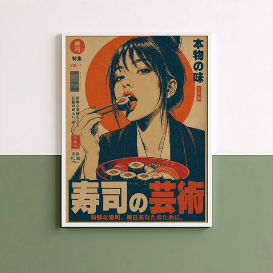 Affiche Sushi Japonaise | Art Culinaire Rétro