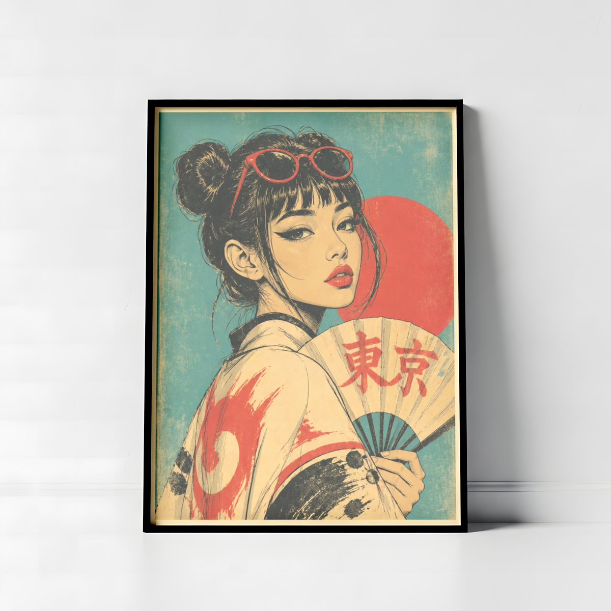 Affiche Femme Japonaise | Été Rétro & Éventail