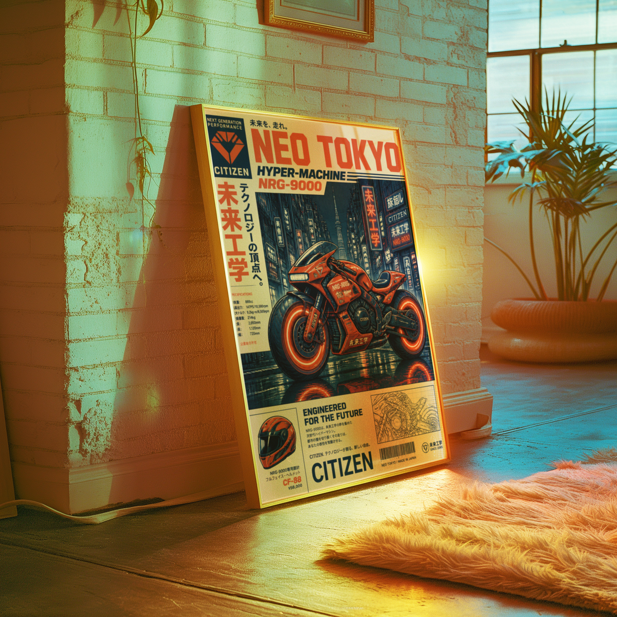 Affiche Moto Cyberpunk | Orange Neon & Neo Tokyo