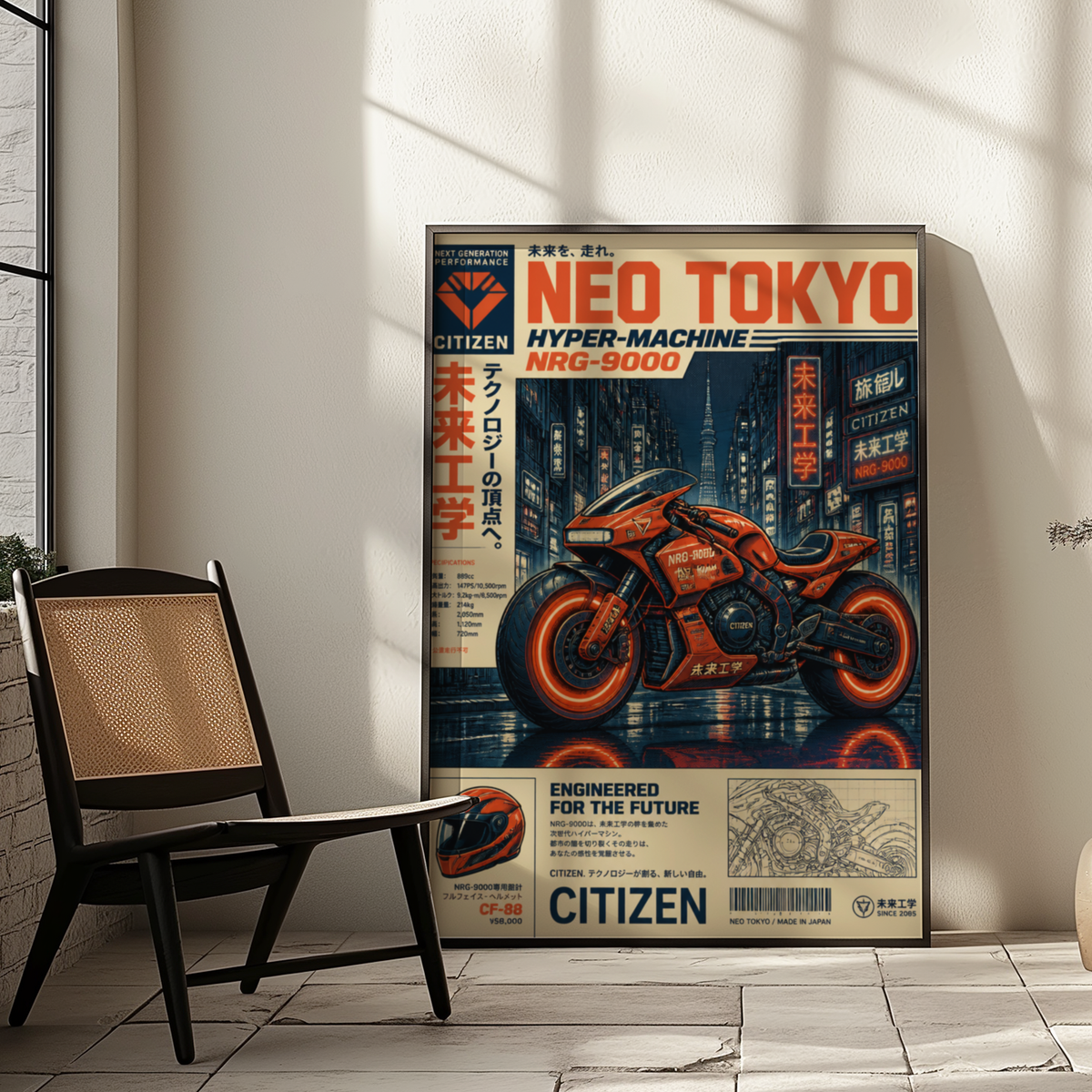 Affiche Moto Cyberpunk | Orange Neon & Neo Tokyo