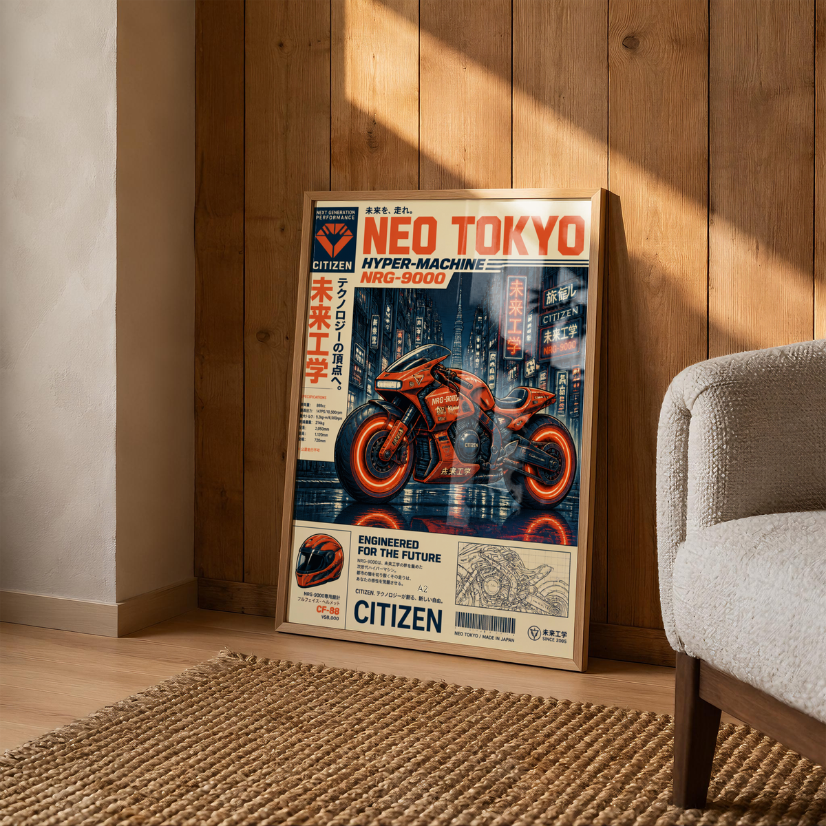 Affiche Moto Cyberpunk | Orange Neon & Neo Tokyo