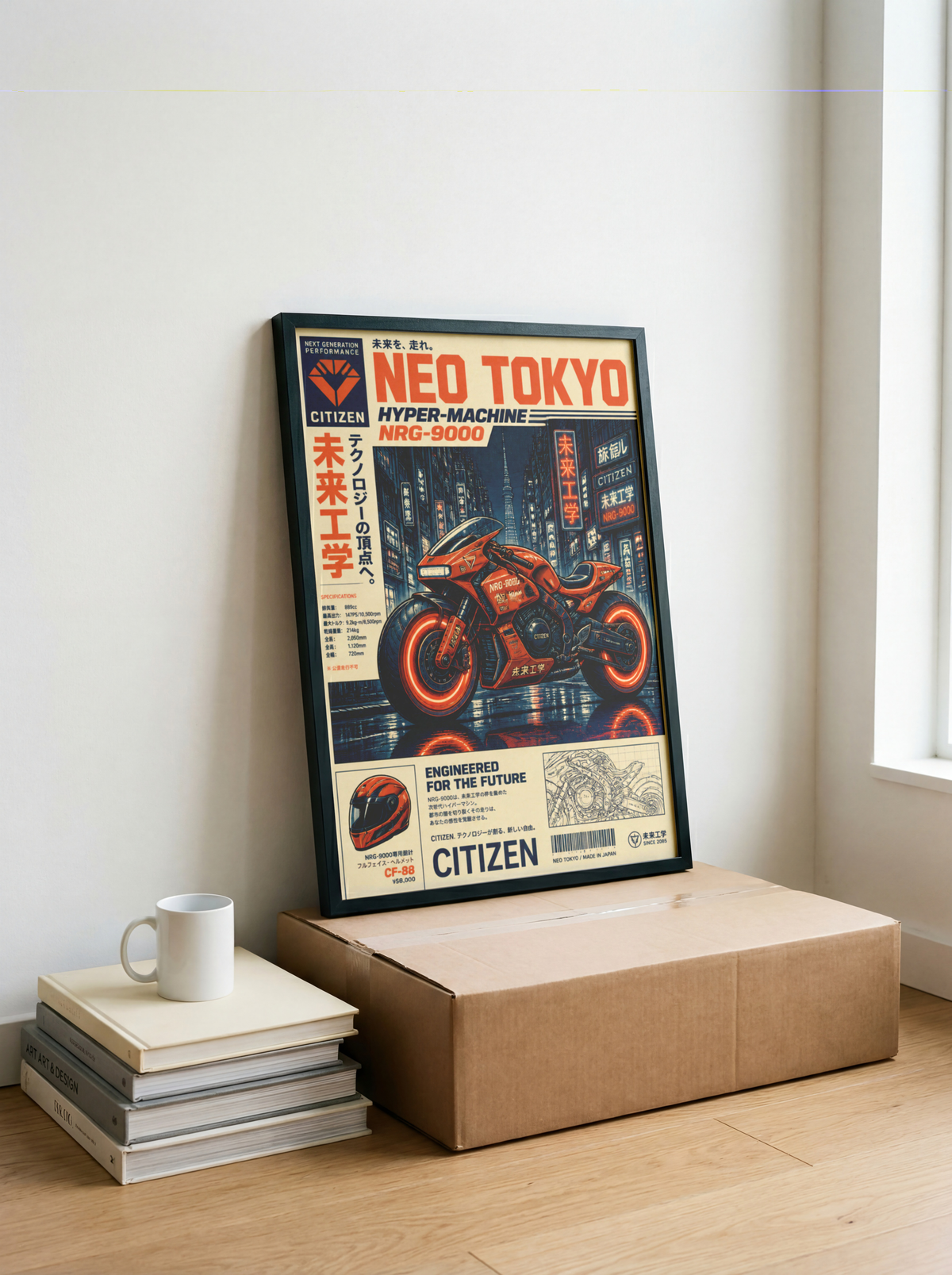 Affiche Moto Cyberpunk | Orange Neon & Neo Tokyo
