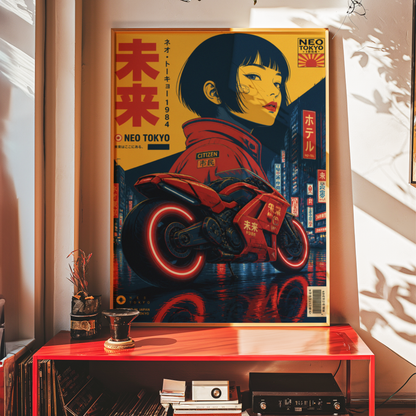 Affiche Moto Cyberpunk | Neo Tokyo & Rider Futuriste