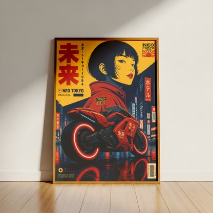 Affiche Moto Cyberpunk | Neo Tokyo & Rider Futuriste