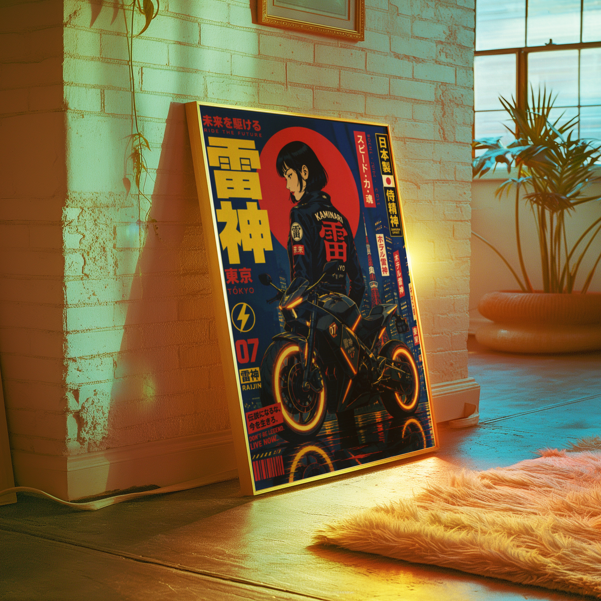 Affiche Moto Cyberpunk | Samurai Woman & Neo Tokyo