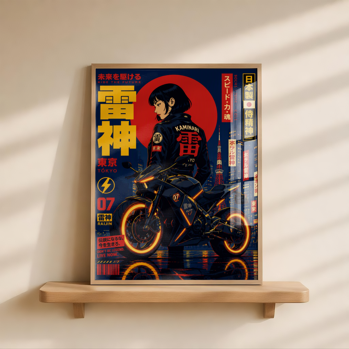 Affiche Moto Cyberpunk | Samurai Woman & Neo Tokyo