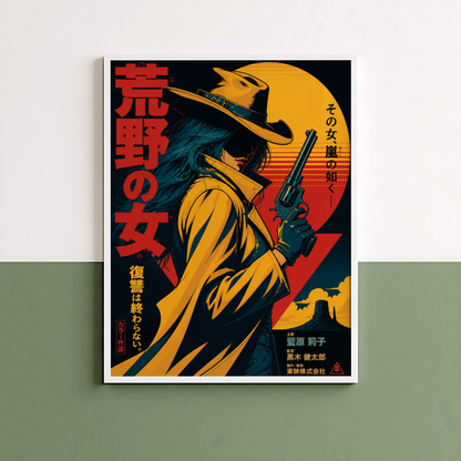 Affiche Cyber Cowgirl #02 | Art Western Futuriste & Cyberpunk