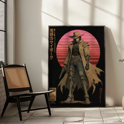 Affiche Cyborg Cowboy | Western Futuriste & Cyberpunk
