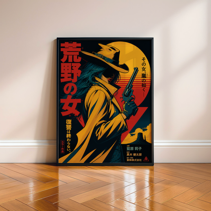 Affiche Cyber Cowgirl #02 | Art Western Futuriste & Cyberpunk